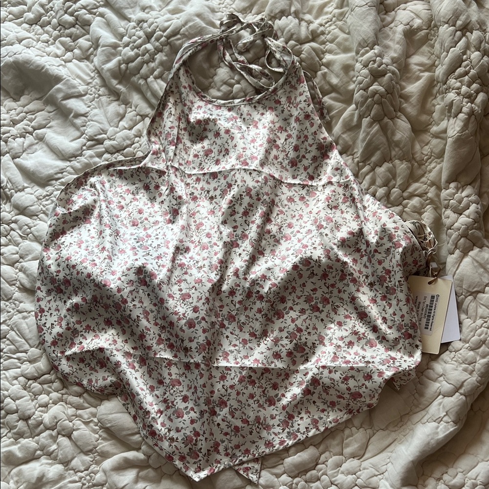 Joyfolie Floral Tank Top - Pink and Cream